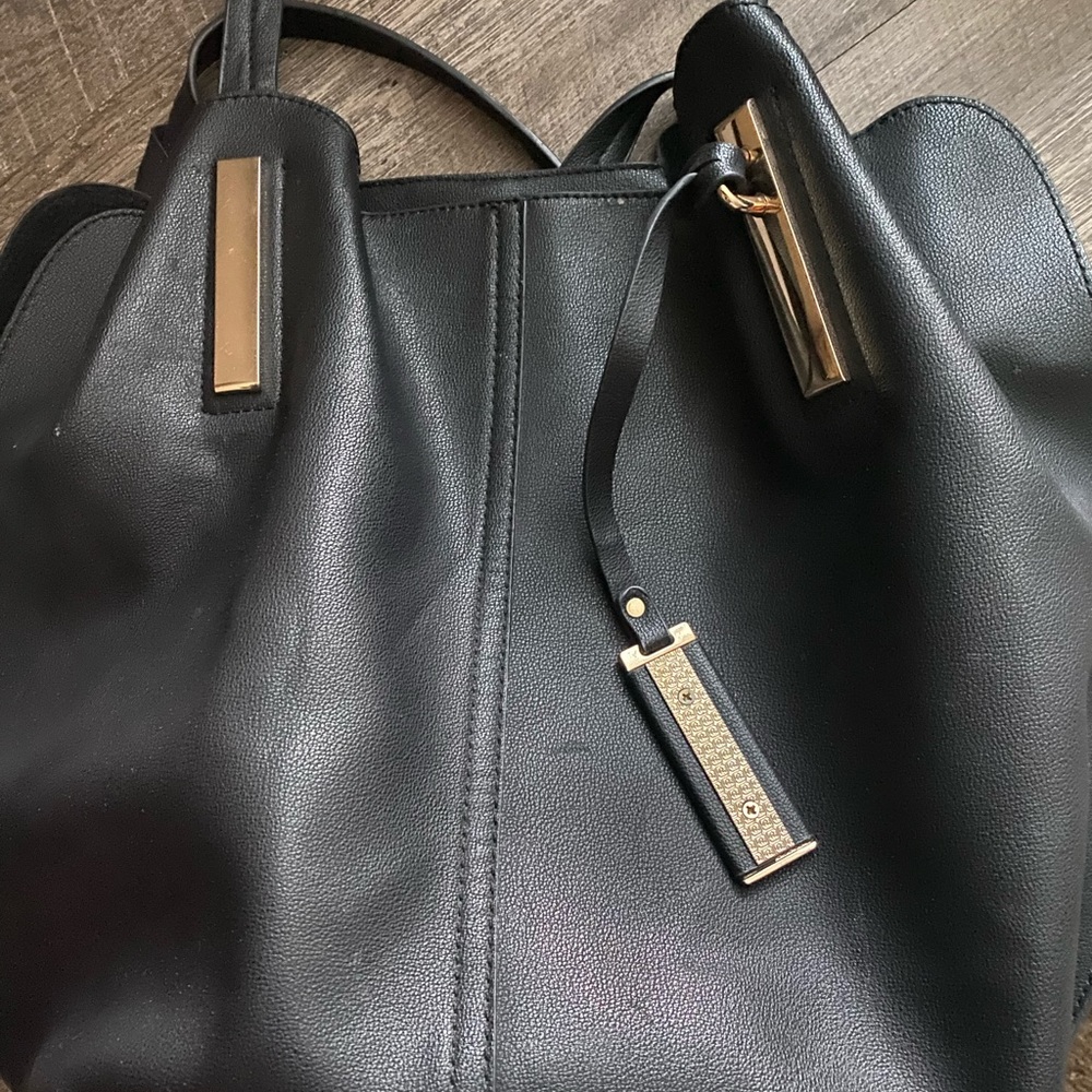 Black leather hobo bag